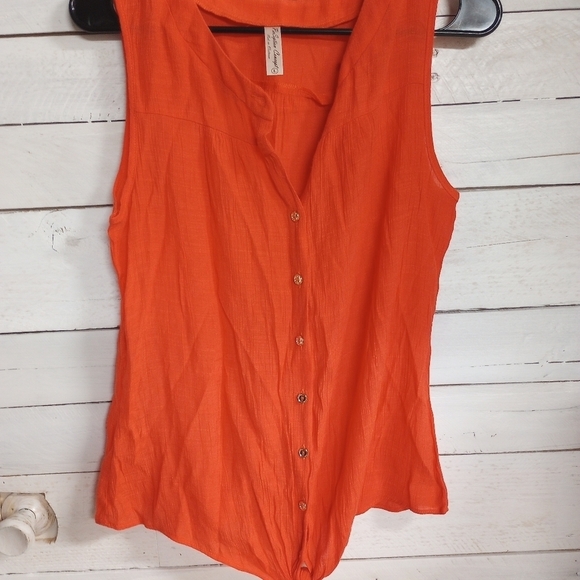 Perseption Concept Women's Large Orange Sleeveless Lightweight Blouse Spring - Picture 6 of 11